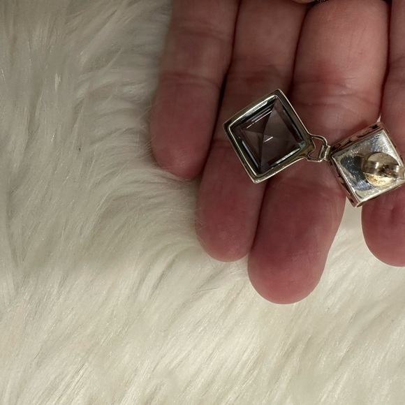 Filigree Sterling silver blue topaz studded dangle earrings NEW - Picture 5 of 7